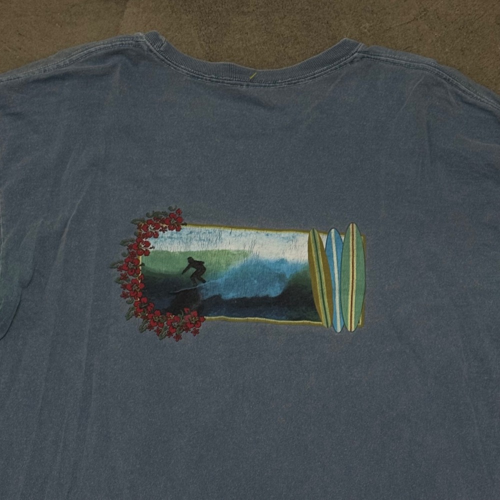 Cabo Seal Beach Long Sleeve Graphic T-Shirt Blue Faded Distressed Mens Large